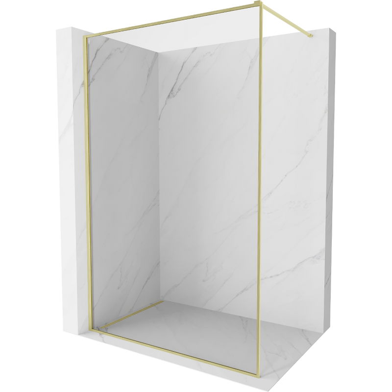 Mexen Kioto-F Parede de duche Walk-in com moldura 125 x 202 cm, transparente 8 mm, dourada escovada - 800-125-104-55-00