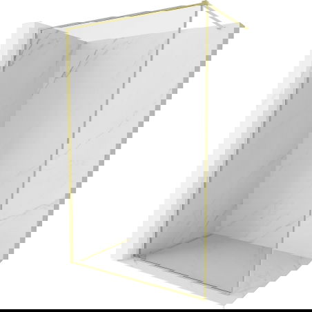 Mexen Kioto-F Duschwand Walk-in mit Rahmen 125 x 202 cm, transparent 8 mm, gebürstetes Gold - 800-125-104-55-00
