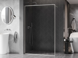 Mexen Kioto-F Walk-in shower wall with frame 85 x 202 cm, transparent 8 mm, brushed nickel - 800-085-104-97-00