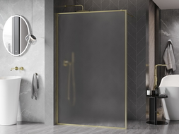 Mexen Kioto-F Duschwand Walk-in mit Rahmen 90 x 202 cm, Frost 8 mm, gebürstetes Gold - 800-090-104-55-30