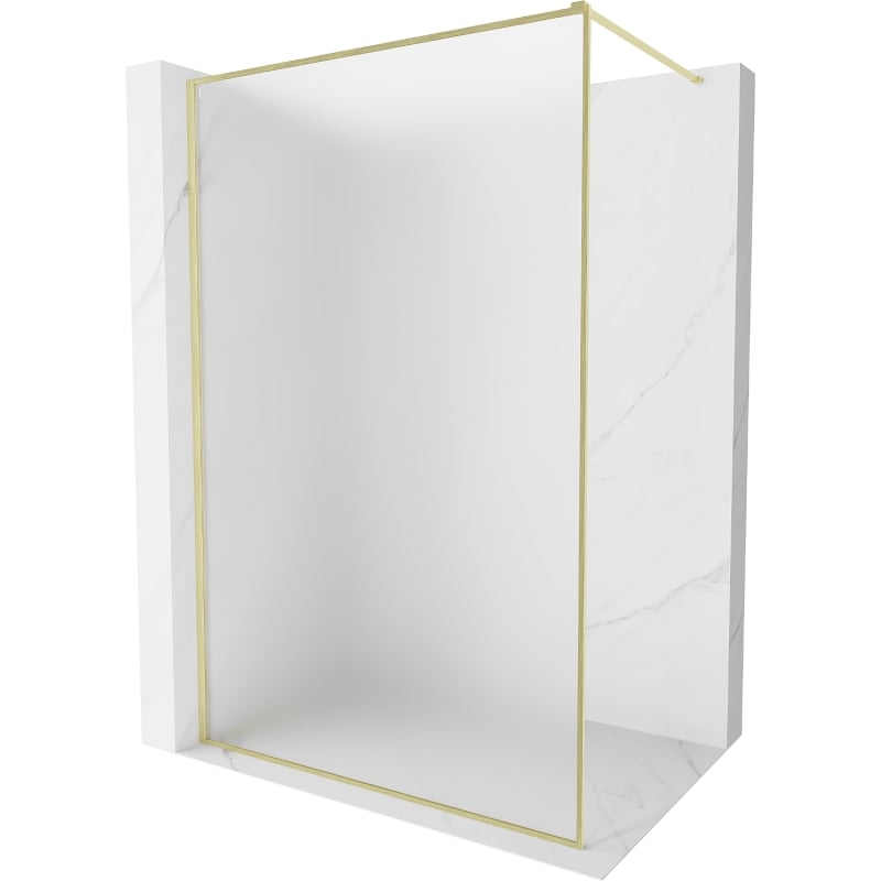 Mexen Kioto-F parete doccia Walk-in con cornice 120 x 202 cm, brina 8 mm, oro spazzolato - 800-120-104-55-30