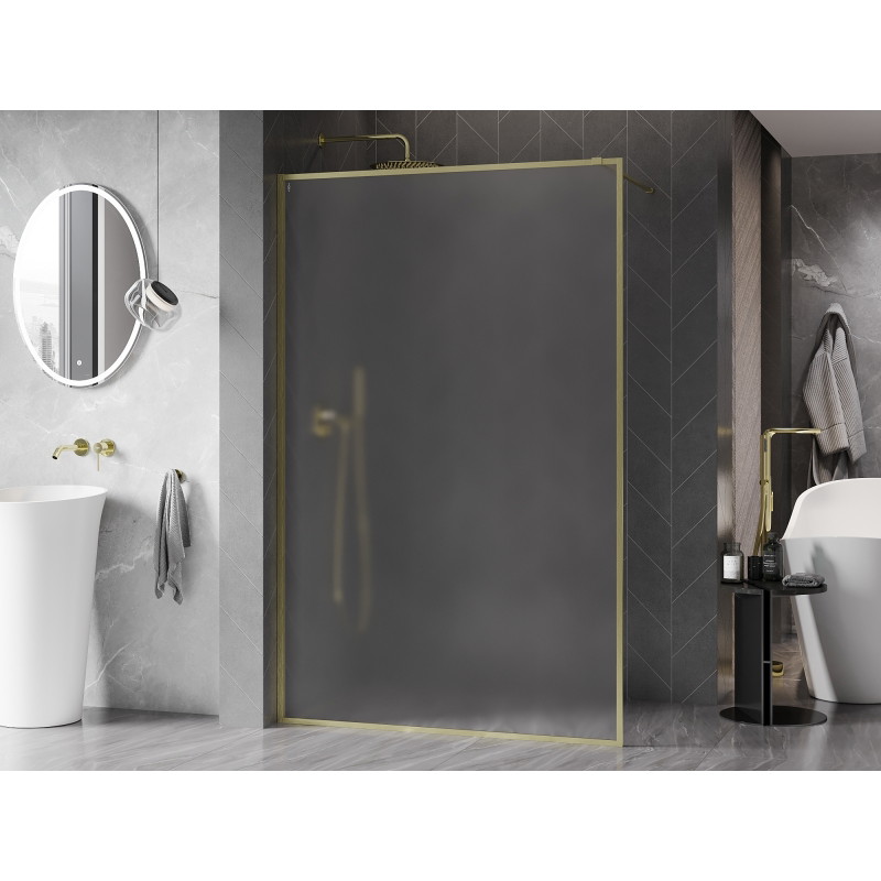 Mexen Kioto-F dušisein Walk-in raamiga 120 x 202 cm, matt 8 mm, kuldne harjatud - 800-120-104-55-30