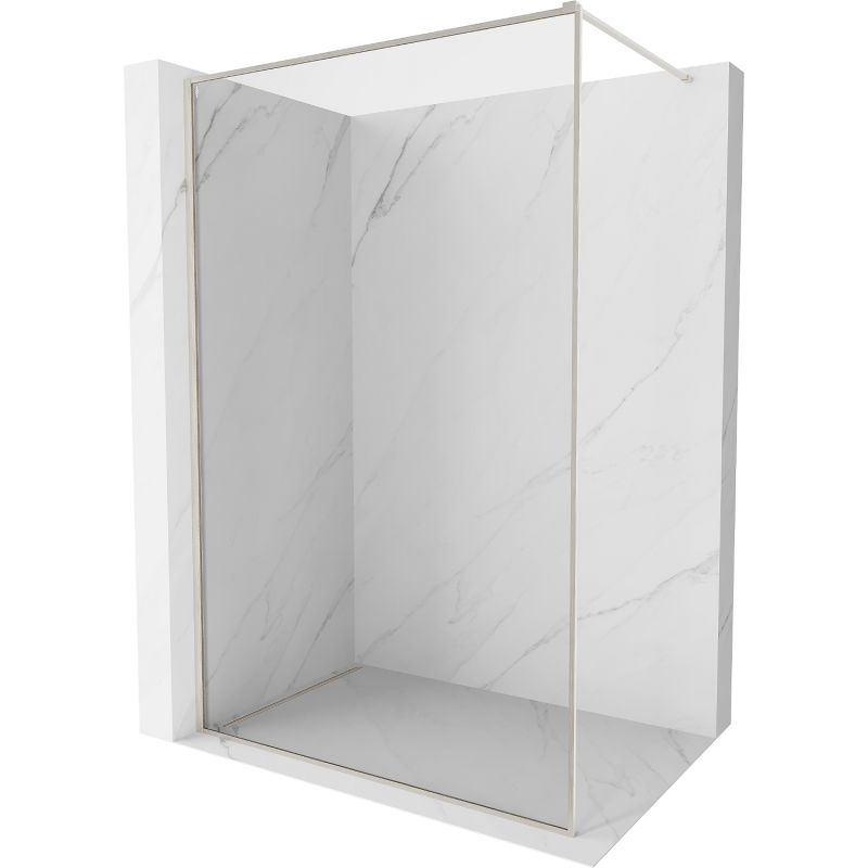 Mexen Kioto-F Duschwand Walk-in mit Rahmen 155 x 202 cm, transparent 8 mm, gebürsteter Nickel - 800-155-104-97-00