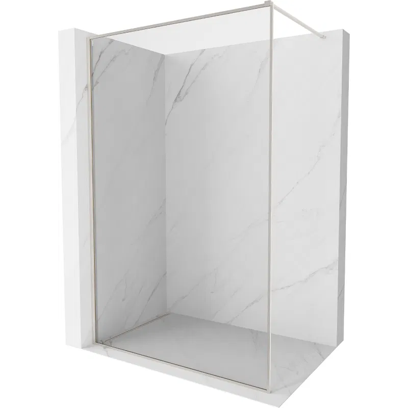 Mexen Kioto-F Walk-in Shower Wall with Frame 155 x 202 cm, Transparent 8 mm, Brushed Nickel - 800-155-104-97-00