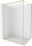 Mexen Kioto-F ścianka prysznicowa Walk-in z ramką 140 x 202 cm, szron 8 mm, złota szczotkowana - 800-140-104-55-30
