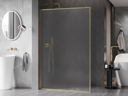 Mexen Kioto-F douchewand Walk-in met frame 140 x 202 cm, matglas 8 mm, goud geborsteld - 800-140-104-55-30