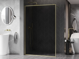Mexen Kioto-F ścianka prysznicowa Walk-in z ramką 80 x 202 cm, grafit 8 mm, złota szczotkowana - 800-080-104-55-40