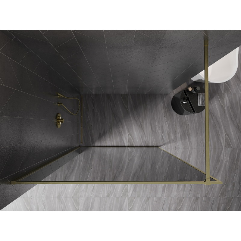 Mexen Kioto-F dušisein Walk-in raamiga 110 x 202 cm, grafiit 8 mm, kuldne harjatud - 800-110-104-55-40