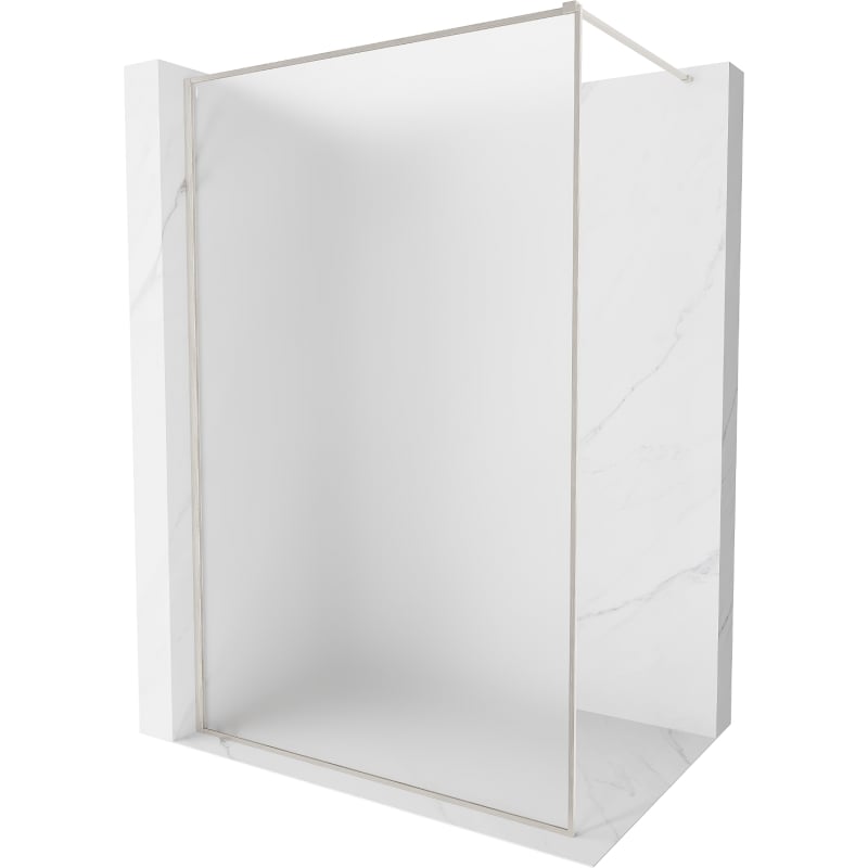 Mexen Kioto-F ścianka prysznicowa Walk-in z ramką 90 x 202 cm, szron 8 mm, nikiel szczotkowany - 800-090-104-97-30