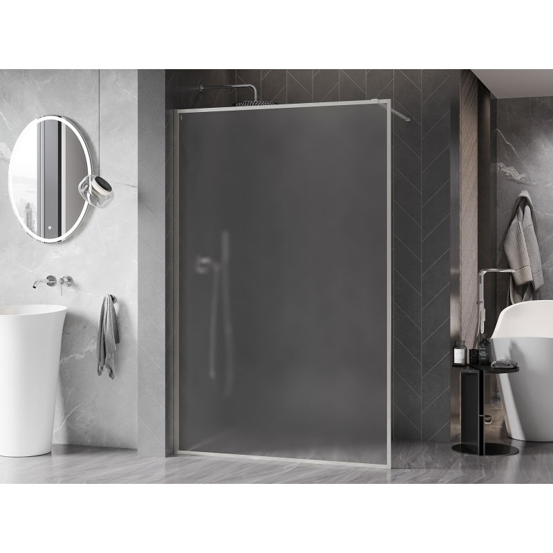Mexen Kioto-F tuš zaslon Walk-in z okvirjem 120 x 202 cm, zmrzal 8 mm, brušeni nikelj - 800-120-104-97-30