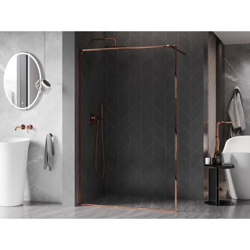 Mexen Kioto-F dušisein Walk-in raamiga 90 x 202 cm, läbipaistev 8 mm, roosa kuld - 800-090-104-60-00