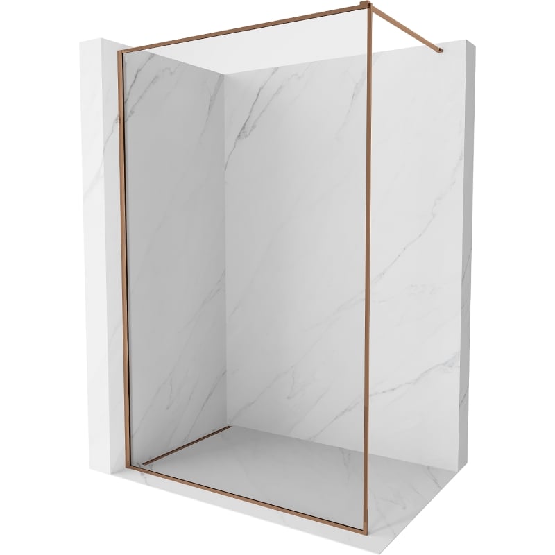 Mexen Kioto-F ścianka prysznicowa Walk-in z ramką 95 x 202 cm, transparent 8 mm, różowe złoto - 800-095-104-60-00