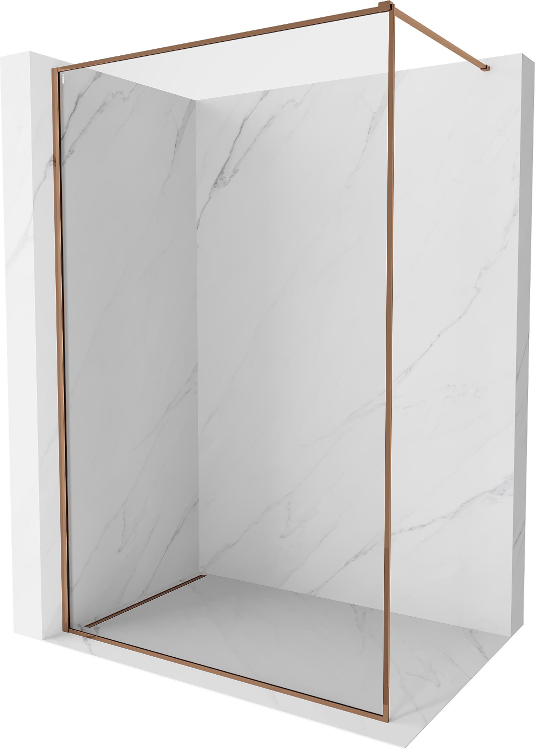 Mexen Kioto-F ścianka prysznicowa Walk-in z ramką 95 x 202 cm, transparent 8 mm, różowe złoto - 800-095-104-60-00