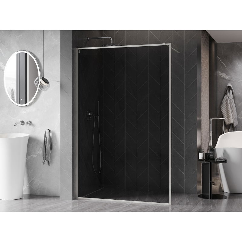 Mexen Kioto-F τοίχος ντους Walk-in με πλαίσιο 90 x 202 cm, γραφίτης 8 mm, βουρτσισμένο