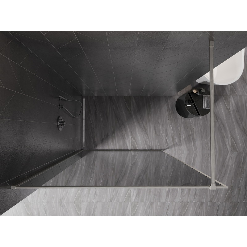 Mexen Kioto-F ścianka prysznicowa Walk-in z ramką 120 x 202 cm, grafit 8 mm, nikiel szczotkowany - 800-120-104-97-40