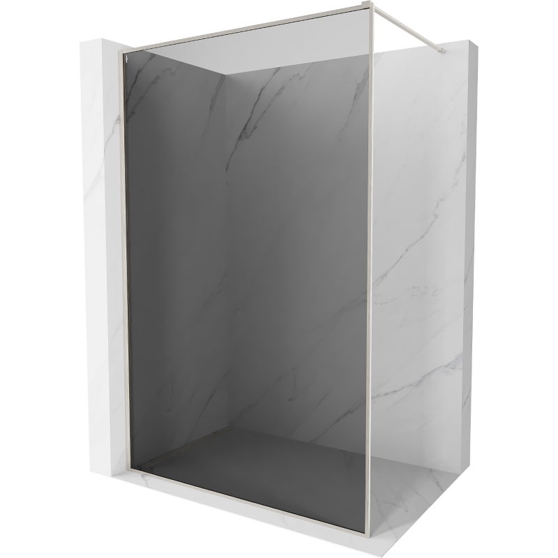 Mexen Kioto-F Duschwand Walk-in mit Rahmen 120 x 202 cm, Graphit 8 mm, gebürsteter Nickel - 800-120-104-97-40