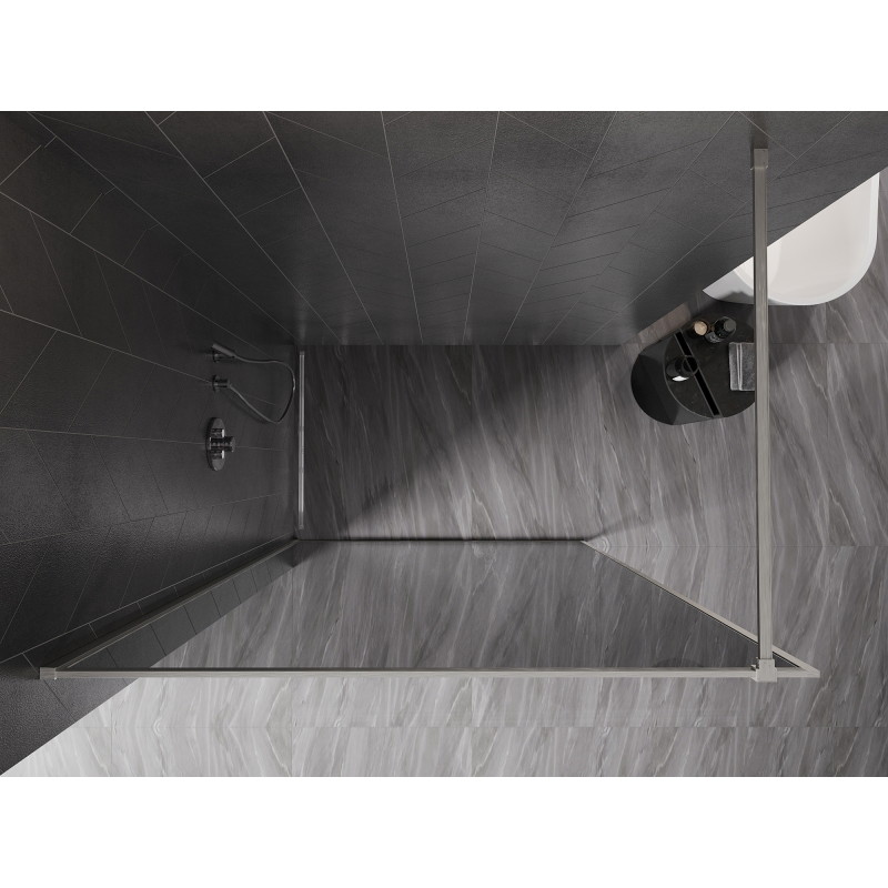 Mexen Kioto-F dušinurga Walk-in raamiga 130 x 202 cm, grafiit 8 mm, harjatud nikkel - 800-130-104-97-40