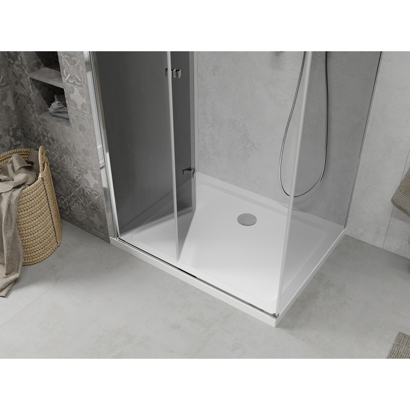 Mexen Lima cabine de douche pliable 90 x 80 cm, graphite, chrome + receveur plat, blanc - 856-090-080-01-40-4010