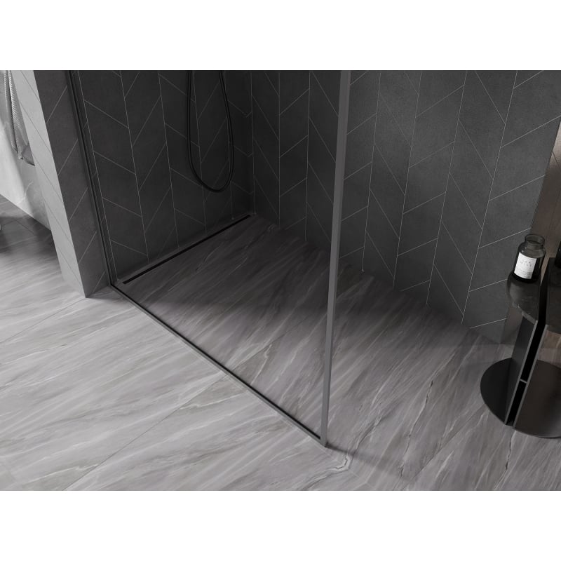 Mexen Kioto-F dušinurk Walk-in raamiga 90 x 202 cm, läbipaistev 8 mm, gun metal - 800-090-104-95-00
