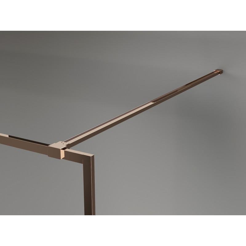 Mexen Kioto-F ścianka prysznicowa Walk-in z ramką 70 x 202 cm, grafit 8 mm, różowe złoto - 800-070-104-60-40