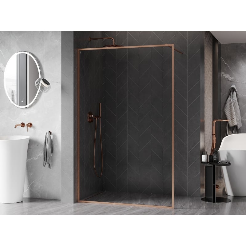 Mexen Kioto-F dušisein Walk-in raamiga 60 x 202 cm, läbipaistev 8 mm, harjatud vask - 800-060-104-65-00
