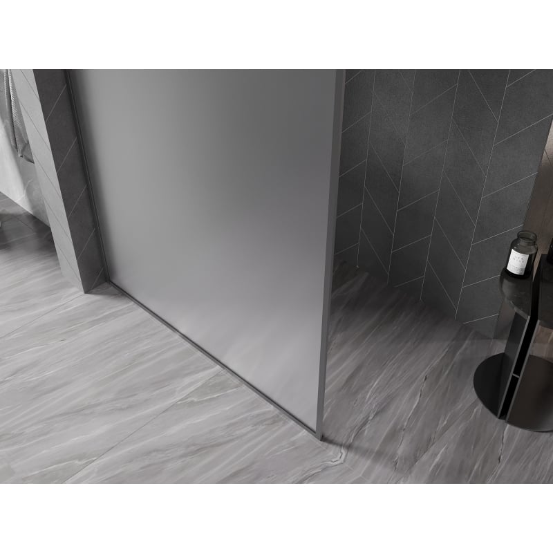 Mexen Kioto-F ścianka prysznicowa Walk-in z ramką 80 x 202 cm, szron 8 mm, gun metal - 800-080-104-95-30