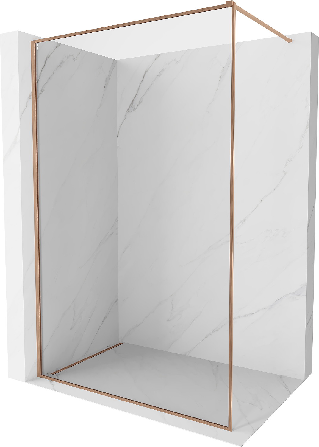 Mexen Kioto-F ścianka prysznicowa Walk-in z ramką 100 x 202 cm, transparent 8 mm, miedź szczotkowana - 800-100-104-65-00