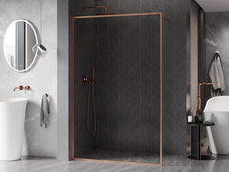 Mexen Kioto-F Duschwand Walk-in mit Rahmen 120 x 202 cm, transparent 8 mm, gebürstetes Kupfer - 800-120-104-65-00