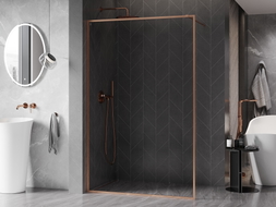 Mexen Kioto-F Walk-in dušisein raamiga 155 x 202 cm, läbipaistev 8 mm, harjatud vask - 800-155-104-65-00