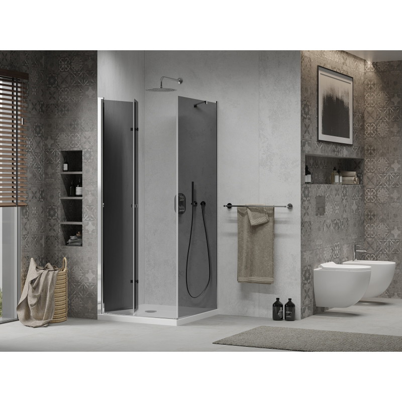 Mexen Lima kokkupandav dušinurk 90 x 90 cm, grafiit, kroom + Flat dušialus, valge - 856-090-090-01-40-4010