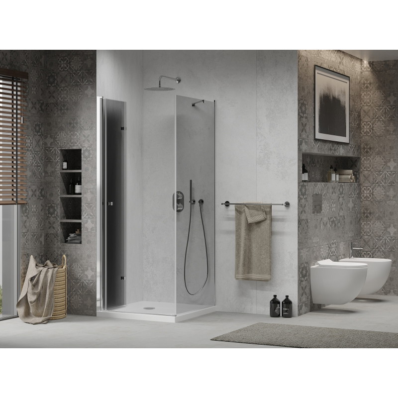 Mexen Lima kokkupandav dušinurk 90 x 90 cm, grafiit, kroom + Flat dušialus, valge - 856-090-090-01-40-4010
