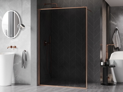 Mexen Kioto-F Perete za tuš Walk-in s okvirom 70 x 202 cm, grafit 8 mm, brušeni bakar - 800-070-104-65-40