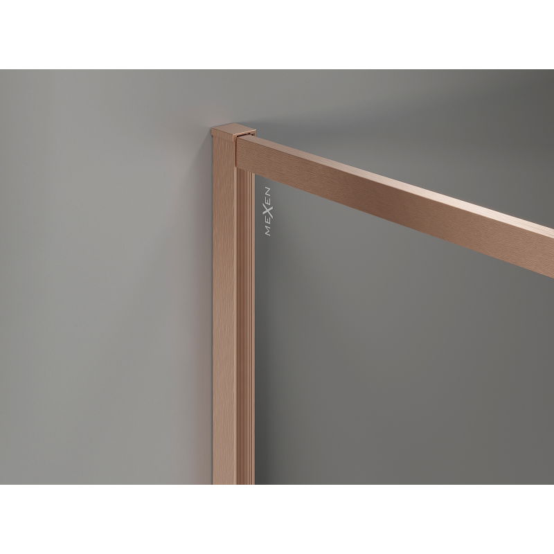 Mexen Kioto-F Panel de ducha Walk-in con marco 90 x 202 cm, grafito 8 mm, cobre cepillado - 800-090-104-65-40