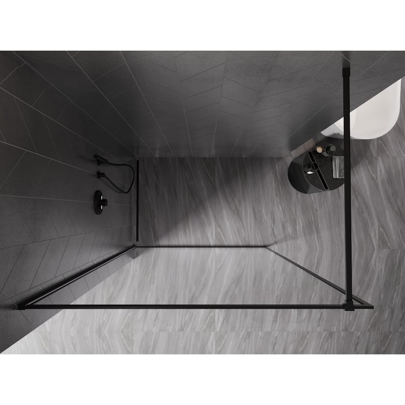 Mexen Kioto-F dušisein Walk-in 110 x 202 cm raamiga, läbipaistev 8 mm, must - 800-110-104-70-00