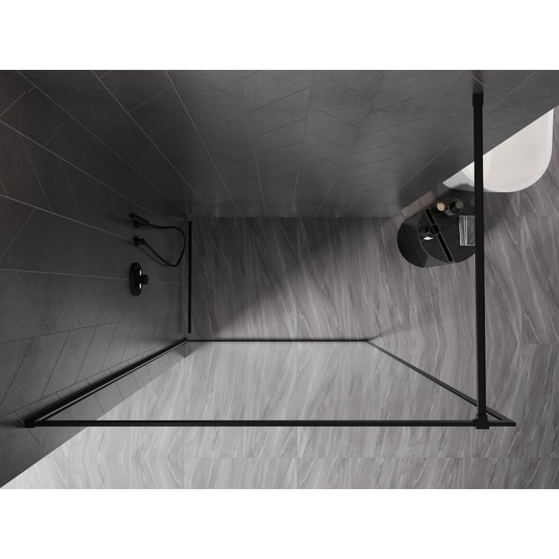 Mexen Kioto-F Walk-in Shower Screen with Frame 110 x 202 cm, Transparent 8 mm, Black - 800-110-104-70-00