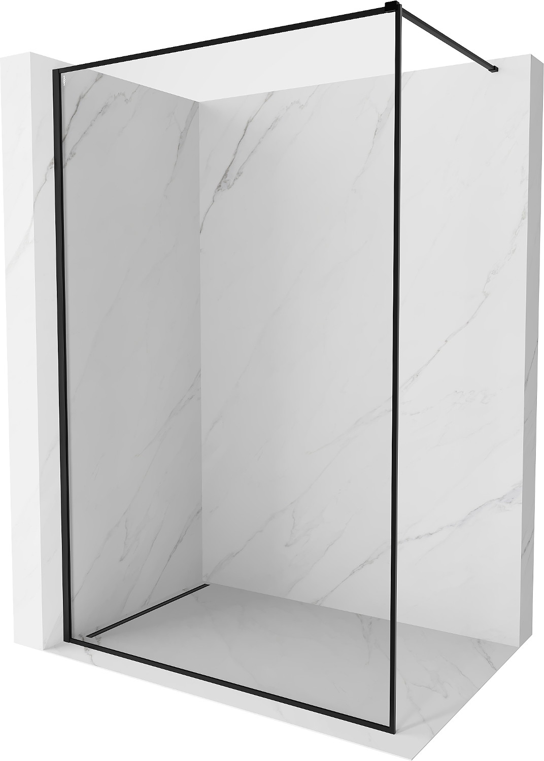 Mexen Kioto-F ścianka prysznicowa Walk-in z ramką 155 x 202 cm, transparent 8 mm, czarna - 800-155-104-70-00