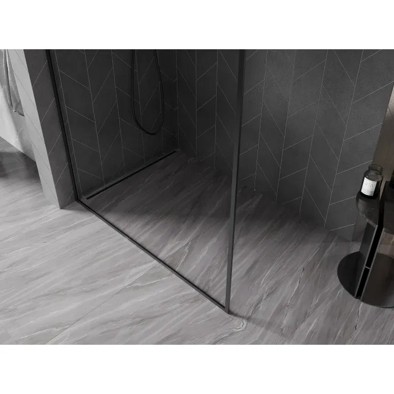 Mexen Kioto-F paroi de douche Walk-in avec cadre 170 x 202 cm, transparent 8 mm, noir - 800-170-104-70-00