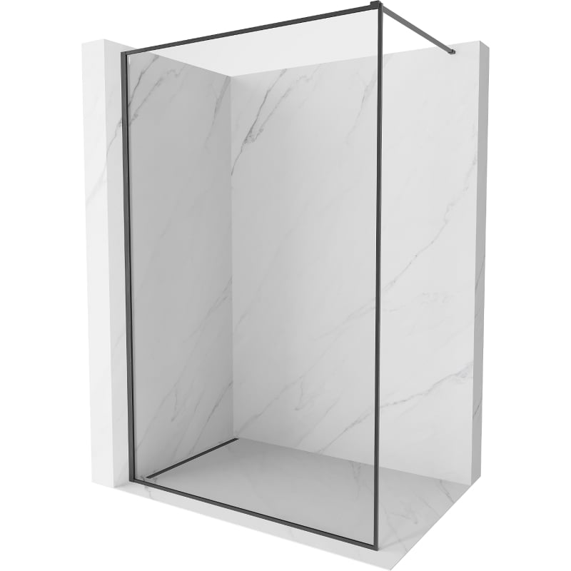 Mexen Kioto-F Duschwand Walk-in mit Rahmen 100 x 202 cm, transparent 8 mm, gebürstetes Gun Gray - 800-100-104-66-00