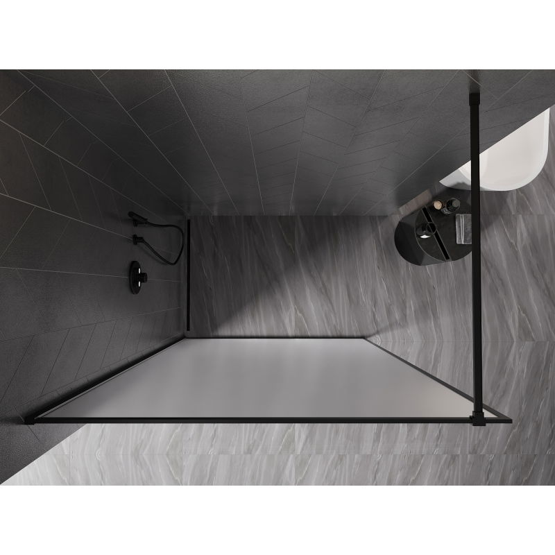 Mexen Kioto-F Πάνελ ντους Walk-in με πλαίσιο 130 x 202 cm, παγετό 8 mm, μαύρο - 800-130-104-70-30