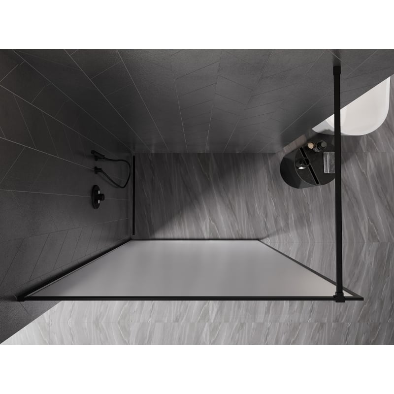 Mexen Kioto-F ścianka prysznicowa Walk-in z ramką 120 x 202 cm, szron 8 mm, czarna - 800-120-104-70-30