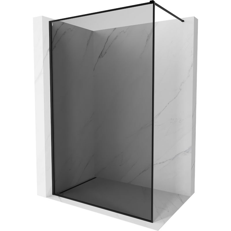 Mexen Kioto-F Duschwand Walk-in mit Rahmen 110 x 202 cm, Graphit 8 mm, Schwarz - 800-110-104-70-40