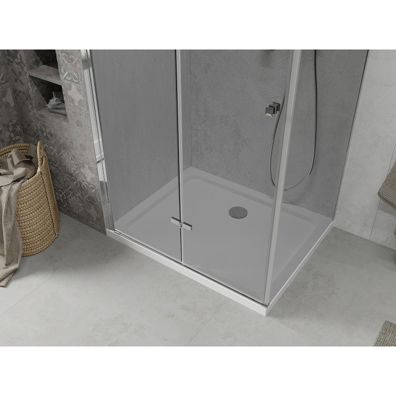 Mexen Lima folding shower cabin 100 x 70 cm, graphite, chrome + Flat tray, white - 856-100-070-01-40-4010