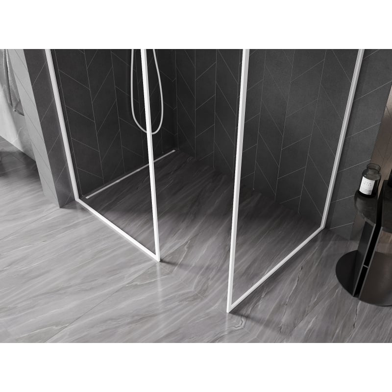 Mexen Kioto-F pared de ducha Walk-in con marco 155 x 100 cm, transparente 8 mm, blanca - 800-155-202-04-20-100