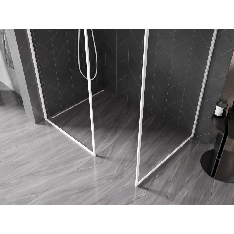 Mexen Kioto-F dušisein Walk-in raamiga 180 x 105 cm, läbipaistev 8 mm, valge - 800-180-202-04-20-105