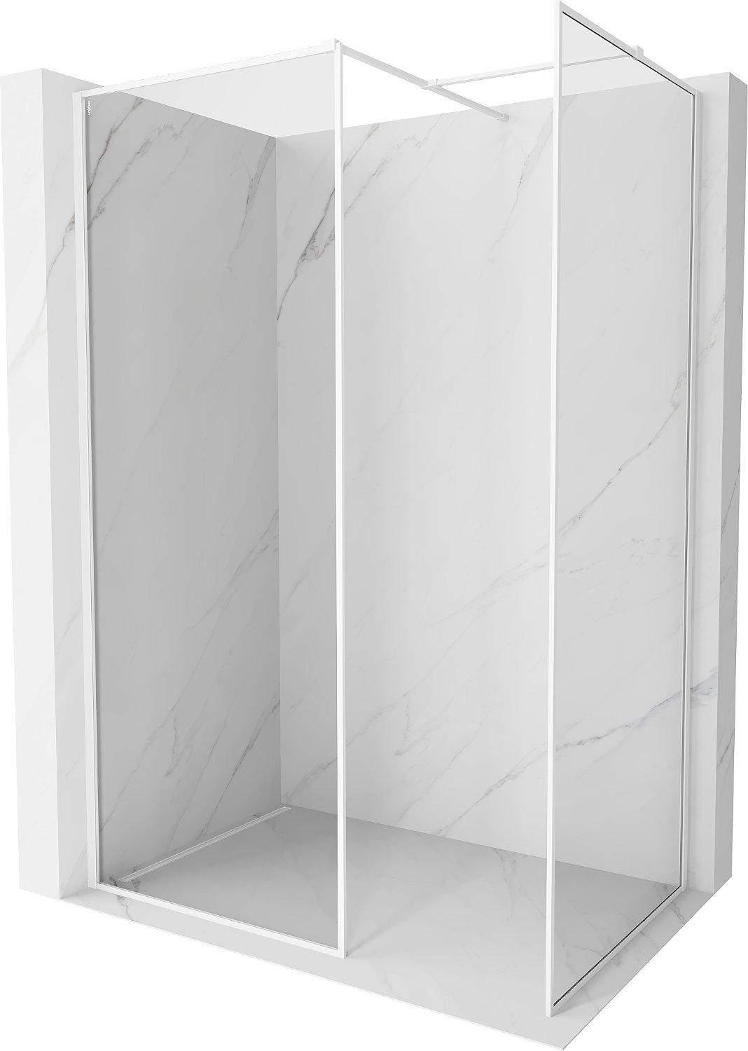 Mexen Kioto-F ścianka prysznicowa Walk-in z ramką 140 x 110 cm, transparent 8 mm, biała - 800-140-202-04-20-110