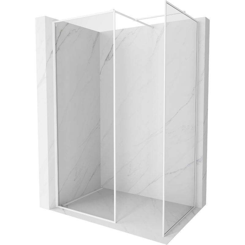 Mexen Kioto-F panel de ducha Walk-in con marco 150 x 110 cm, transparente 8 mm, blanco - 800-150-202-04-20-110