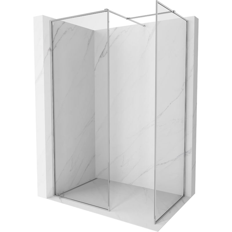 Mexen Kioto-F Duschwand Walk-in mit Rahmen 100 x 70 cm, transparent 8 mm, Chrom - 800-100-202-04-00-070