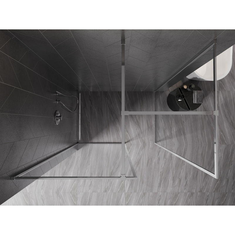 Mexen Kioto-F panel de ducha Walk-in con marco 150 x 70 cm, transparente 8 mm, cromo - 800-150-202-04-00-070