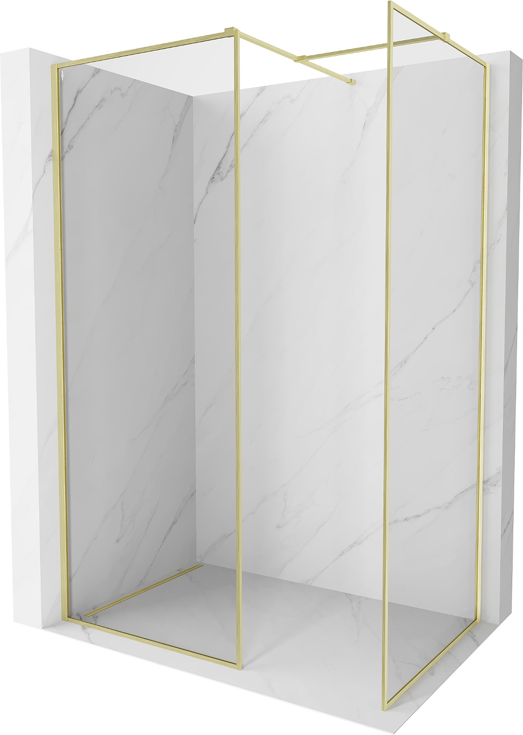 Mexen Kioto-F ścianka prysznicowa Walk-in z ramką 145 x 70 cm, transparent 8 mm, złota szczotkowana - 800-145-202-04-55-070