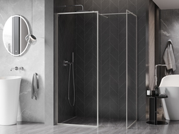 Mexen Kioto-F Duschwand Walk-in mit Rahmen 130 x 100 cm, transparent 8 mm, gebürsteter Nickel - 800-130-202-04-97-100